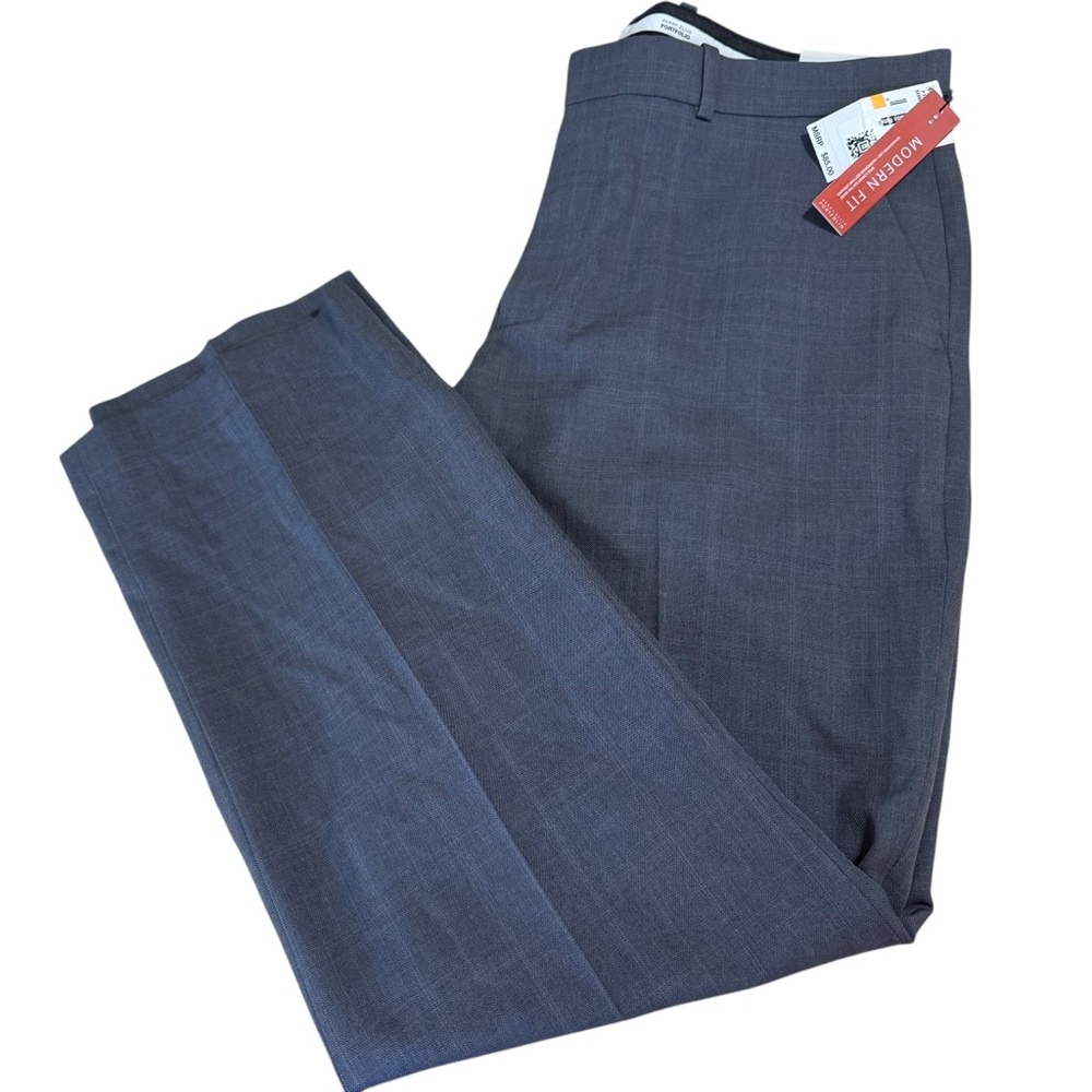 NWT Perry Ellis Modern Fit Folio-Flex Comfort Waistband Size 33x29 Gray Plaid